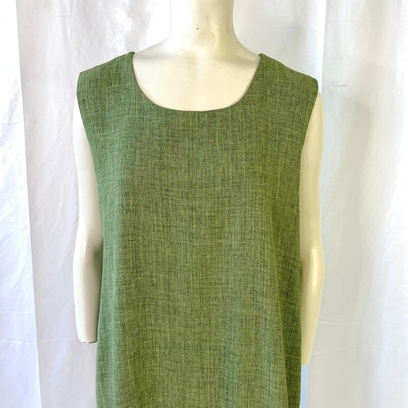 LASAGNIE GREEN DRESS MAXI DRESS LAYERED DRESS SLIT ON THE SIDE BOXY SHAPE 16 - Picture 5 of 16